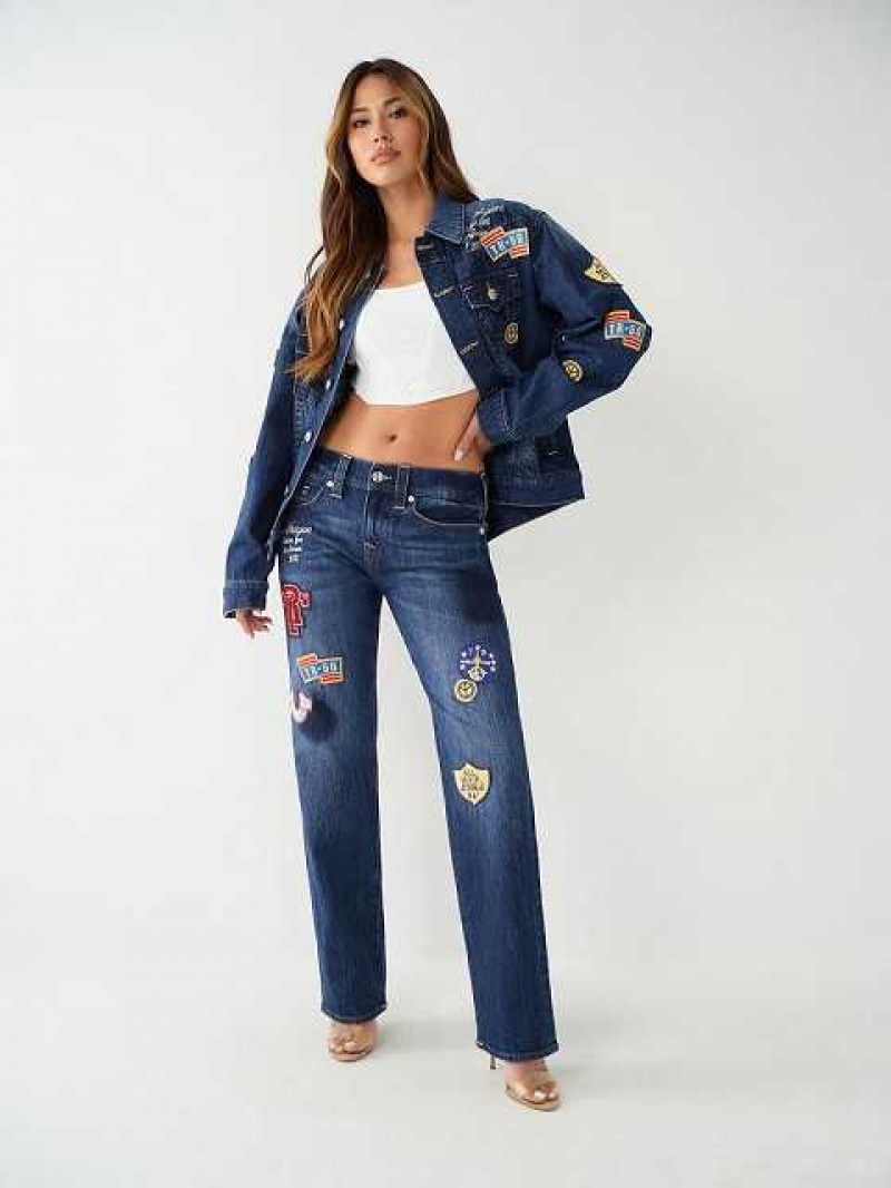 Relaxed Fit Jeans True Religion Ricki Relaxed Logo Patch Jean Mujer Azul Marino | Colombia-MLAYKBC49