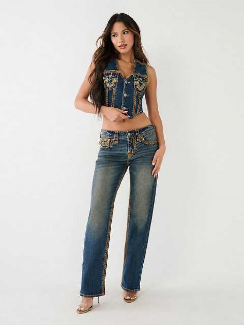 Relaxed Fit Jeans True Religion Ricki Super Q Stitch Mujer Azules | Colombia-VHTUDWQ67