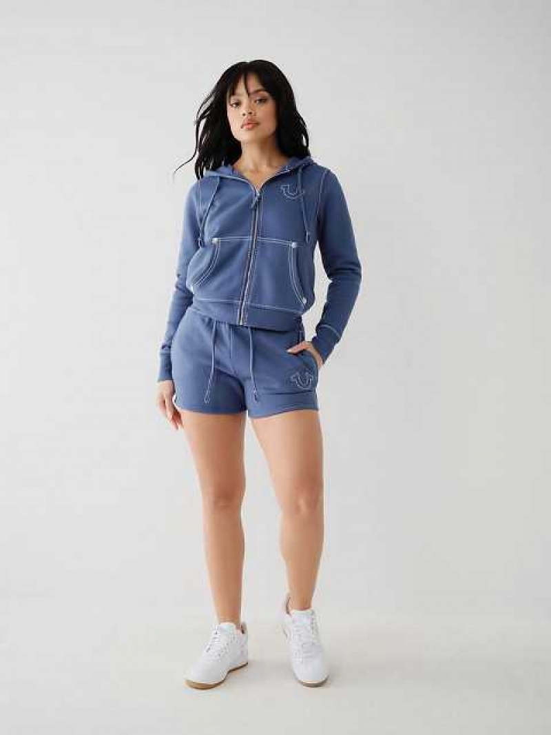 Short True Religion Big T Sweat Mujer Azul Marino | Colombia-ABURKXO34