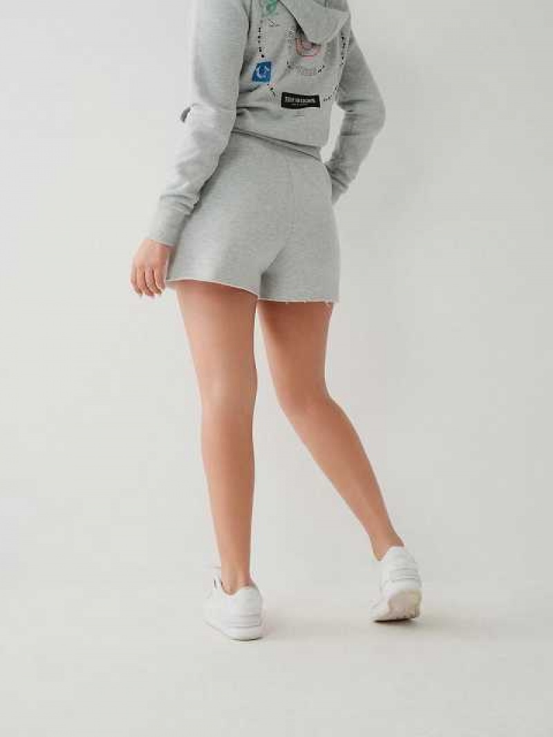 Short True Religion Crystal Sweat Mujer Gris | Colombia-PGQFISJ95