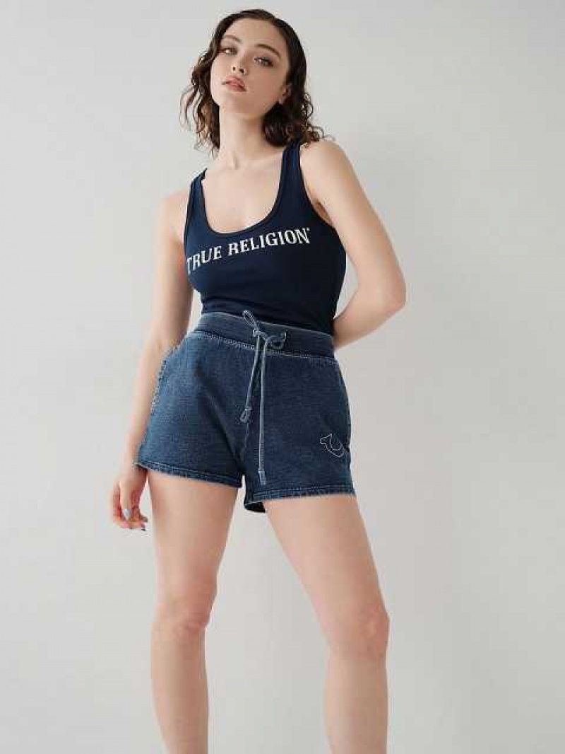 Short True Religion Indigo Big T Mujer Azules | Colombia-VFEWNBA56