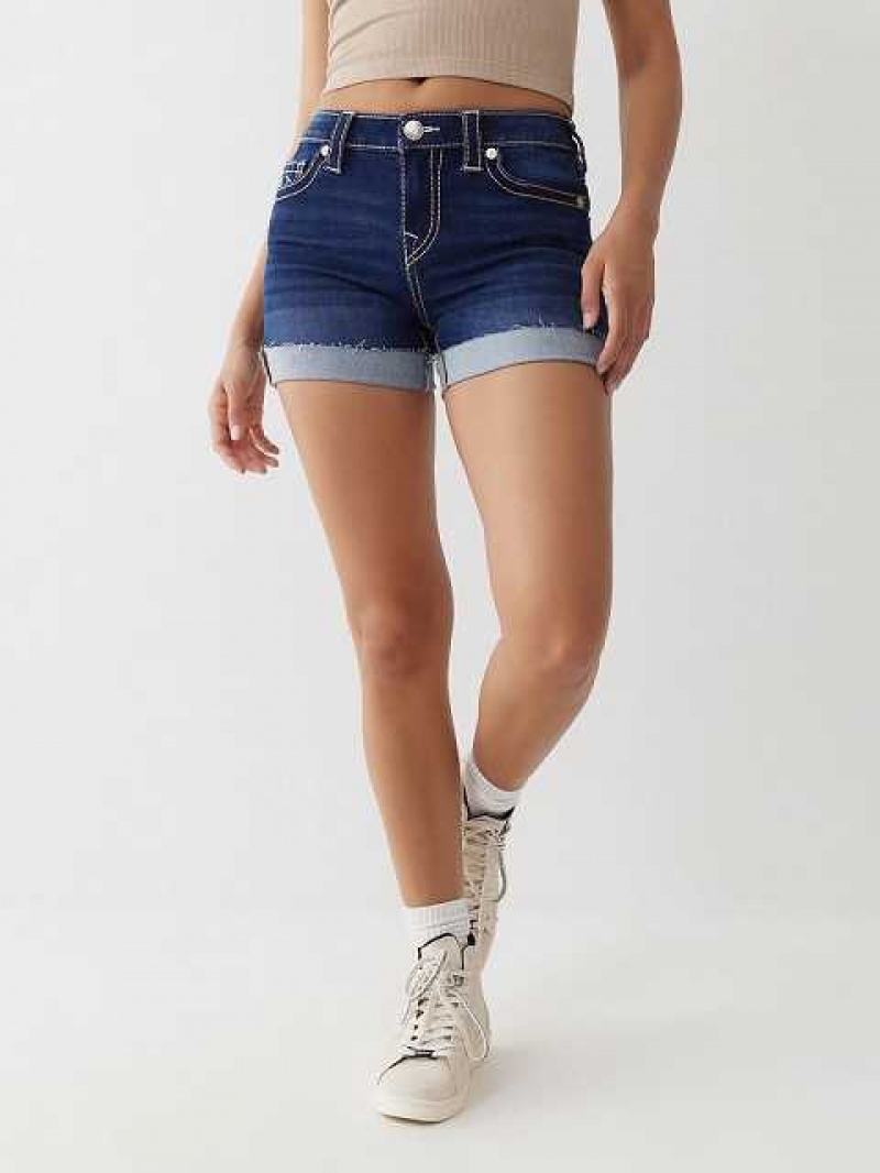 Short True Religion Jayde Big T Mujer Azules Oscuro | Colombia-QUDVOTL84