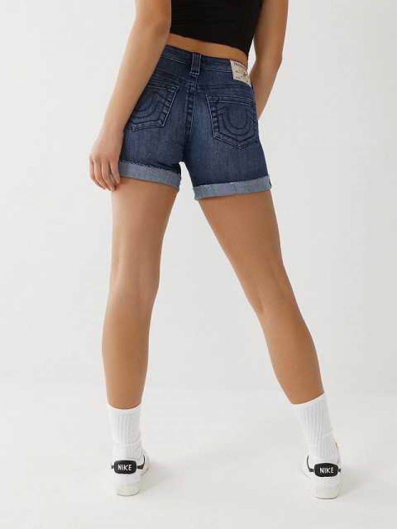 Short True Religion Jayde Relaxed Mujer Azules | Colombia-QVTREFO98