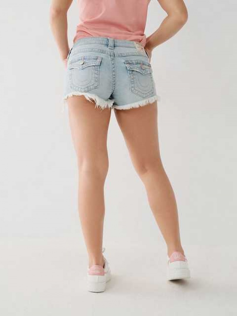 Short True Religion Joey Low Rise Mujer Azules Claro | Colombia-XITUVGP84