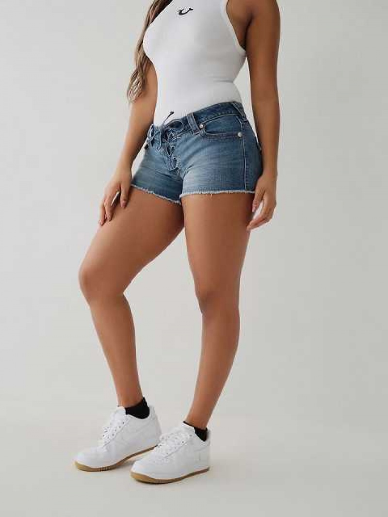 Short True Religion Joey Low Rise Mujer Blancas | Colombia-MQNXORZ03