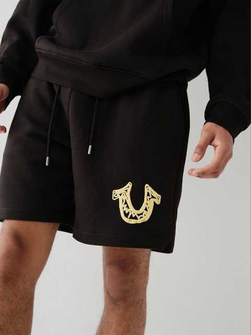 Short True Religion Logo Sweat Hombre Negras | Colombia-TOVMAKL06