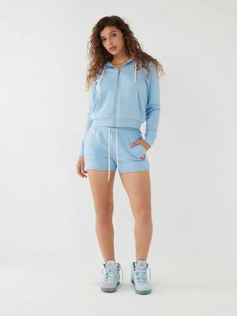 Short True Religion Logo Sweat Mujer Azules | Colombia-ESTBDCG98