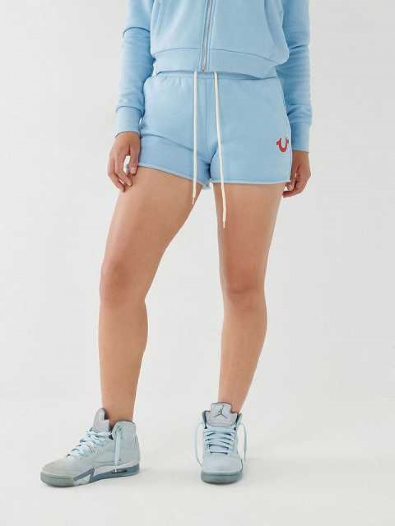 Short True Religion Logo Sweat Mujer Azules | Colombia-ESTBDCG98