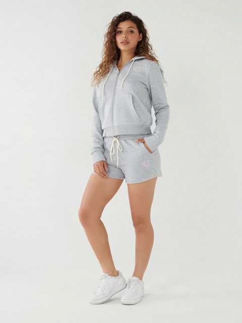 Short True Religion Logo Sweat Mujer Gris | Colombia-YUKTNAM03