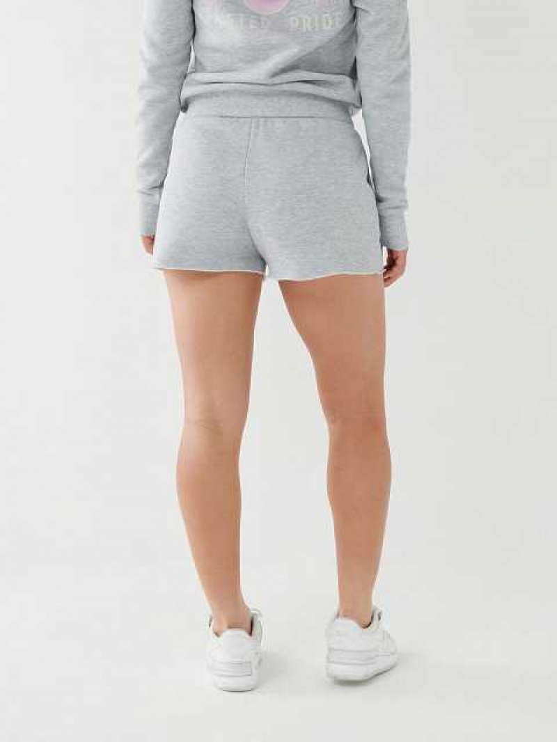 Short True Religion Logo Sweat Mujer Gris | Colombia-YUKTNAM03