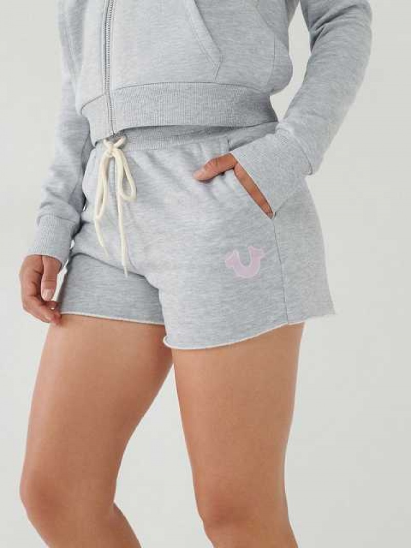 Short True Religion Logo Sweat Mujer Gris | Colombia-YUKTNAM03