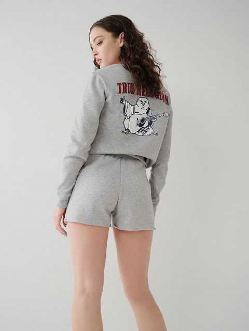 Short True Religion Logo Sweat Mujer Gris | Colombia-RNGFTIL85