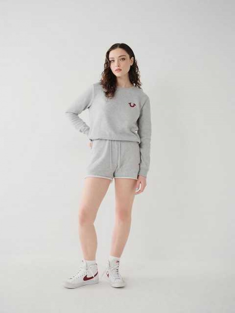 Short True Religion Logo Sweat Mujer Gris | Colombia-RNGFTIL85