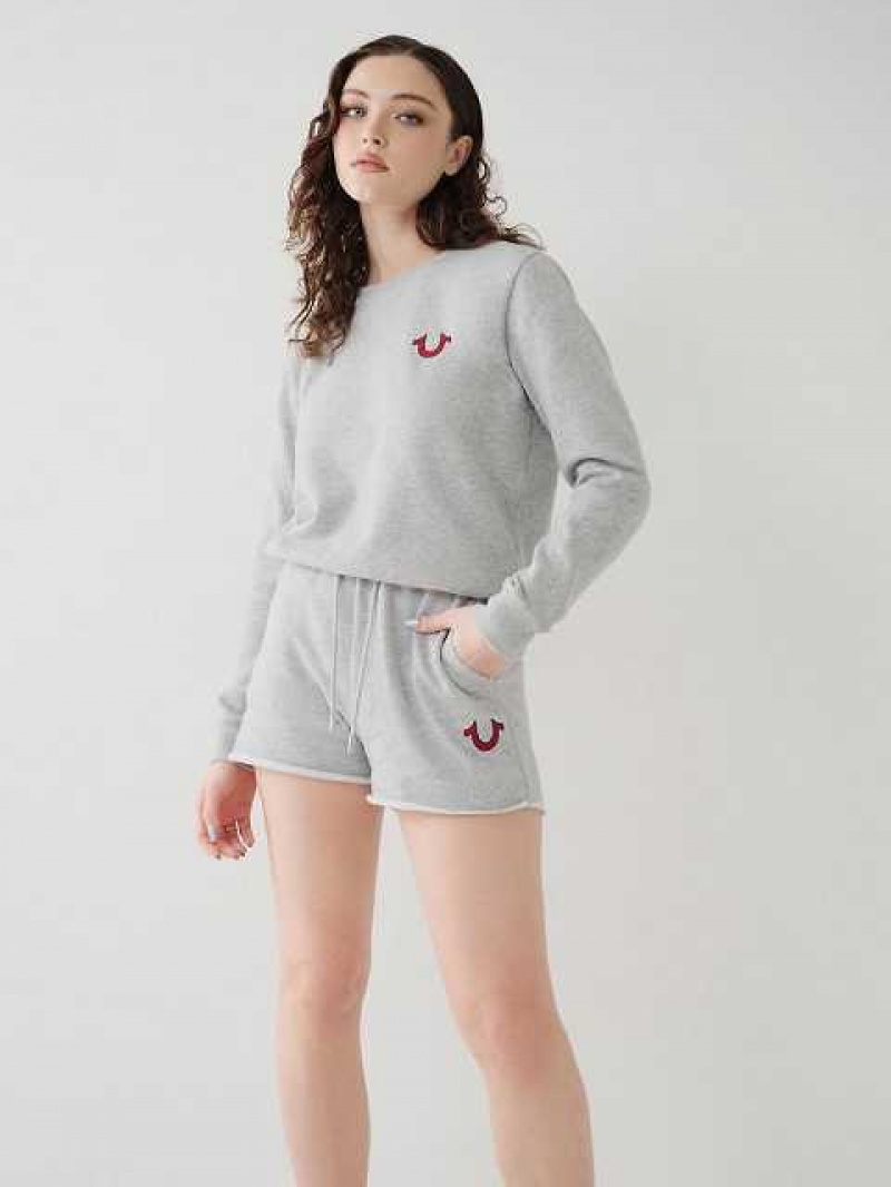 Short True Religion Logo Sweat Mujer Gris | Colombia-RNGFTIL85