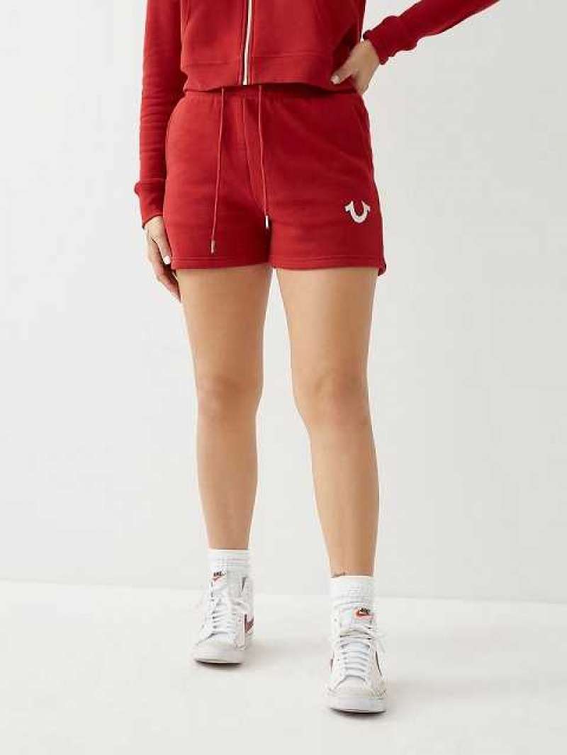 Short True Religion Logo Sweat Mujer Rojas | Colombia-KINBVEG29