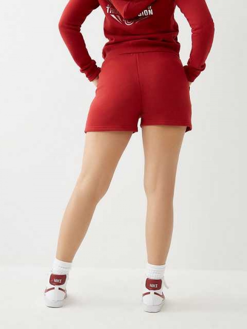 Short True Religion Logo Sweat Mujer Rojas | Colombia-KINBVEG29