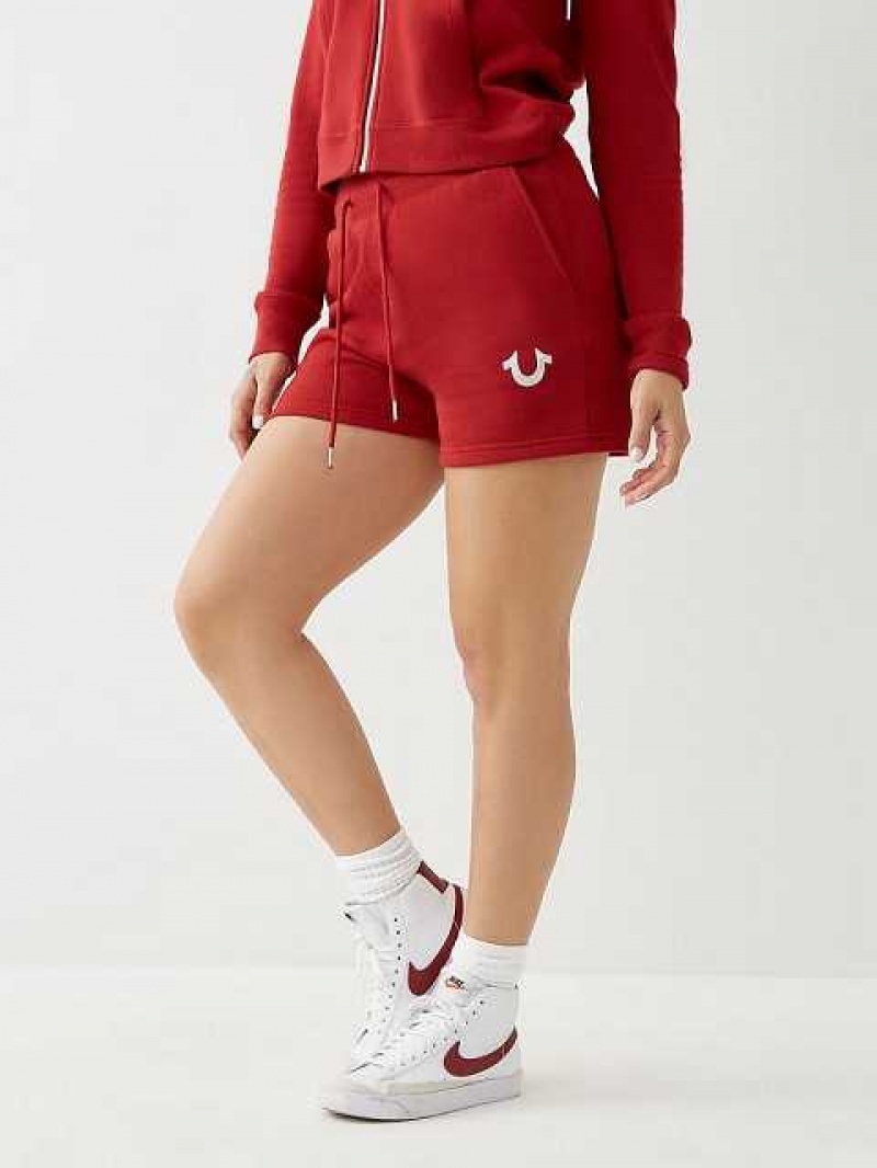 Short True Religion Logo Sweat Mujer Rojas | Colombia-KINBVEG29