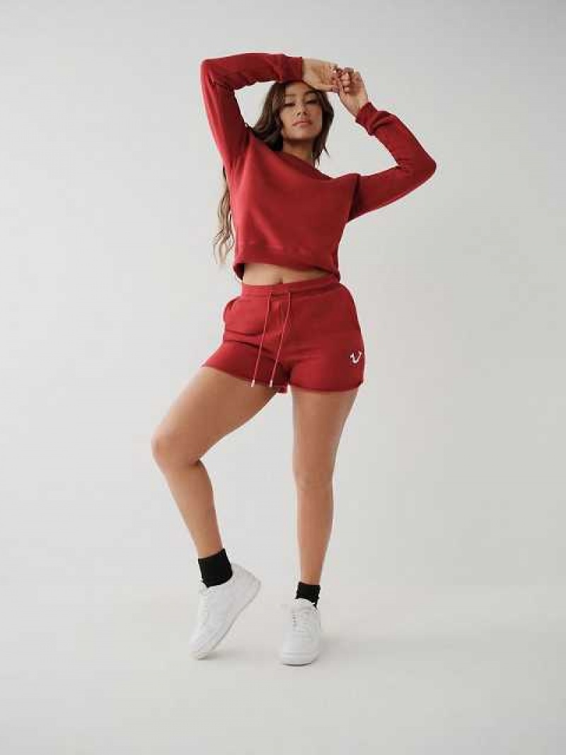 Short True Religion Logo Sweat Mujer Rojas | Colombia-JWVSTHY40