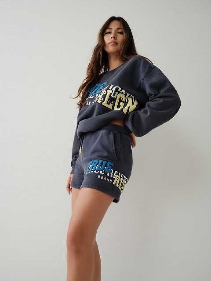 Short True Religion Relaxed Sweat Mujer Azul Marino Azules | Colombia-LMINHZG61