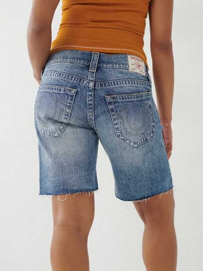 Short True Religion Ricki Relaxed Mujer Azules | Colombia-QEDJHGO38