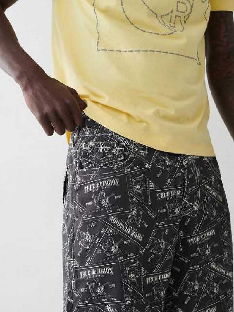 Short True Religion Ricky Board Hombre Negras | Colombia-UKCTIBF59