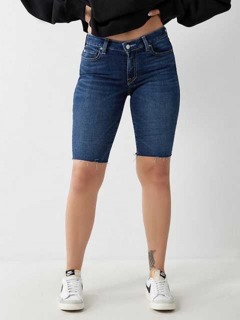 Short True Religion Riley Knee Mujer Azules Oscuro | Colombia-DNTJYZH17