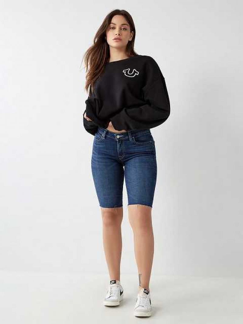 Short True Religion Riley Knee Mujer Azules Oscuro | Colombia-DNTJYZH17