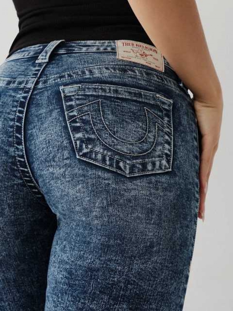 Short True Religion Riley Knee Mujer Azules | Colombia-KCRSNQV93