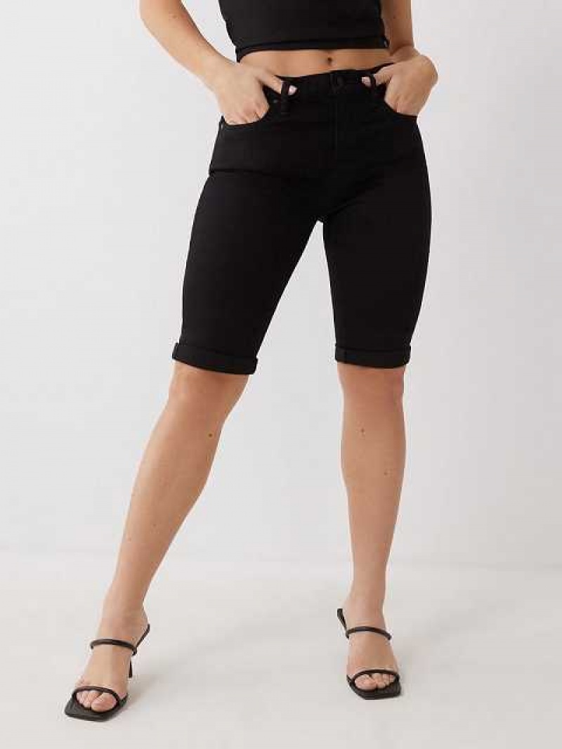 Short True Religion Riley Knee Mujer Negras | Colombia-SGTKAXZ64