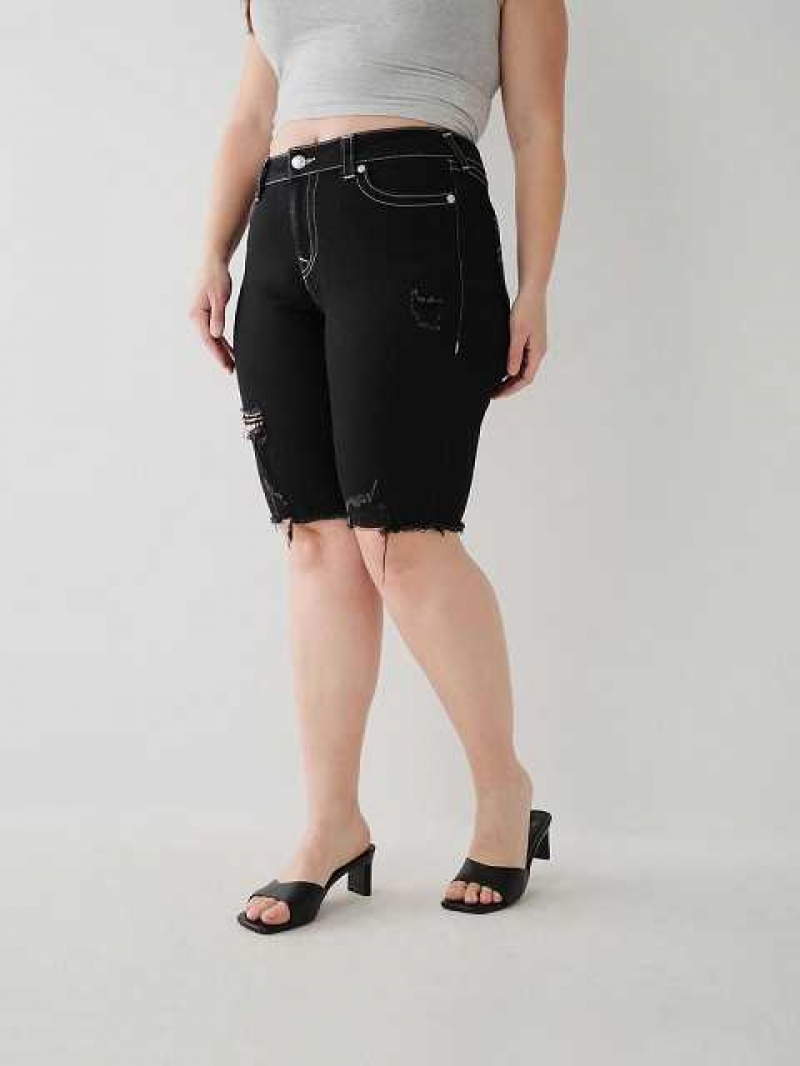 Short True Religion Riley Knee Mujer Negras | Colombia-GYBTUIO16