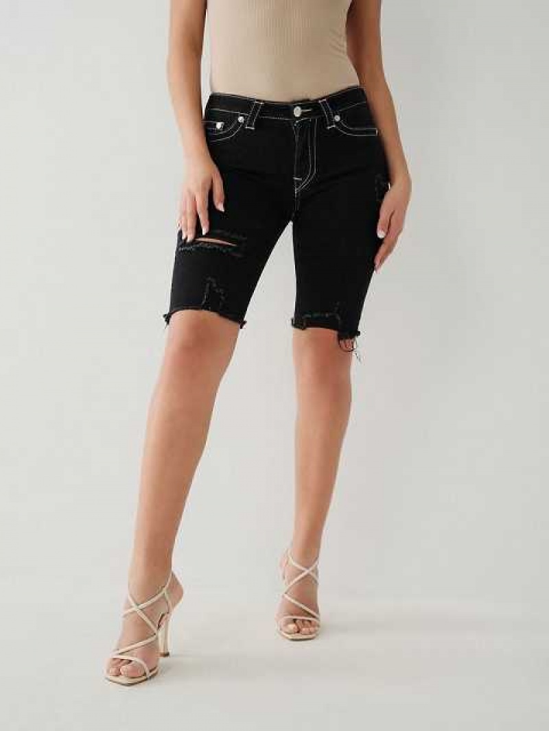 Short True Religion Riley Knee Mujer Negras | Colombia-GYBTUIO16