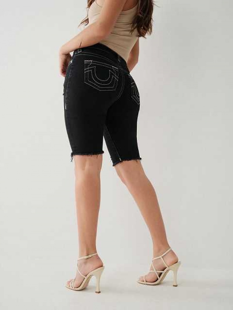 Short True Religion Riley Knee Mujer Negras | Colombia-GYBTUIO16