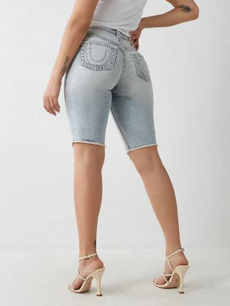 Short True Religion Riley Super T Stitch Knee Mujer Azules Claro | Colombia-FGXTSVJ31