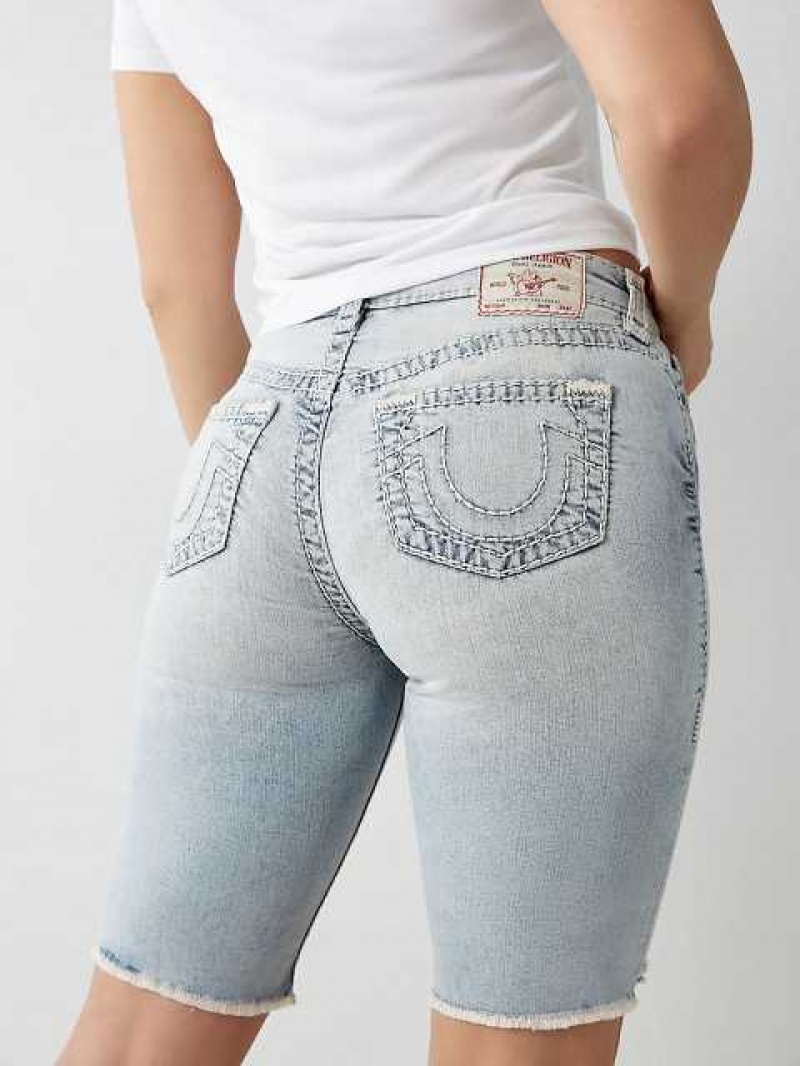 Short True Religion Riley Super T Stitch Knee Mujer Azules Claro | Colombia-FGXTSVJ31