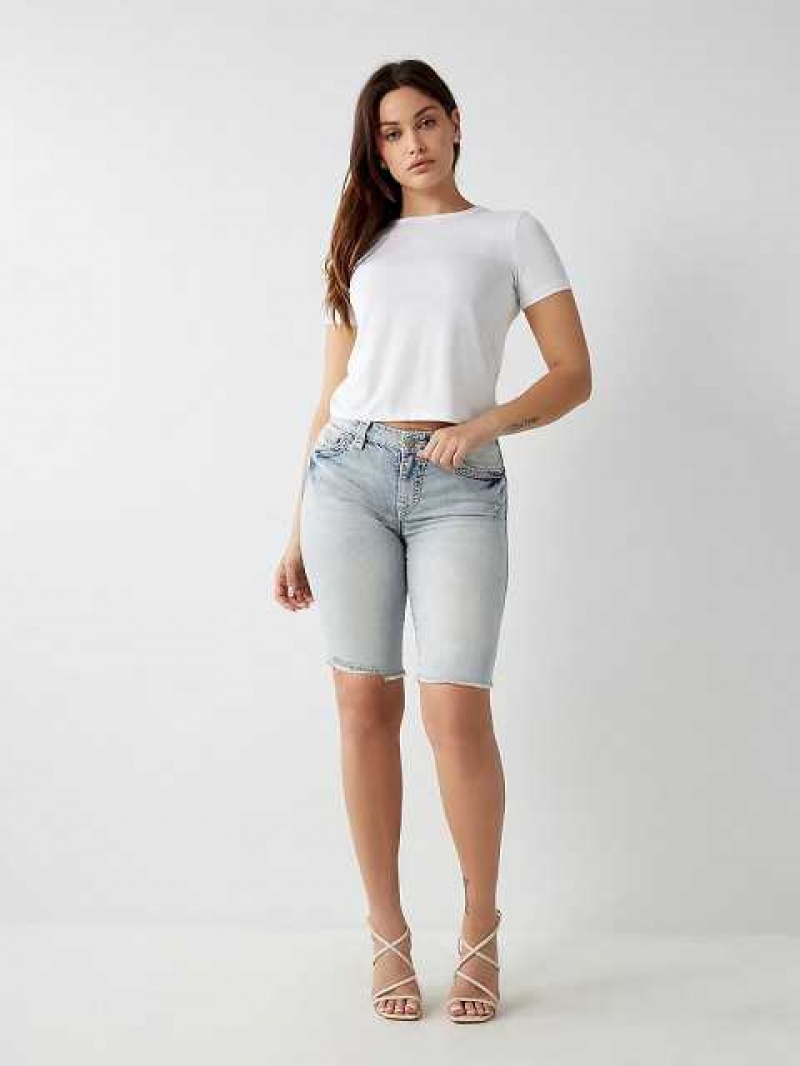 Short True Religion Riley Super T Stitch Knee Mujer Azules Claro | Colombia-FGXTSVJ31