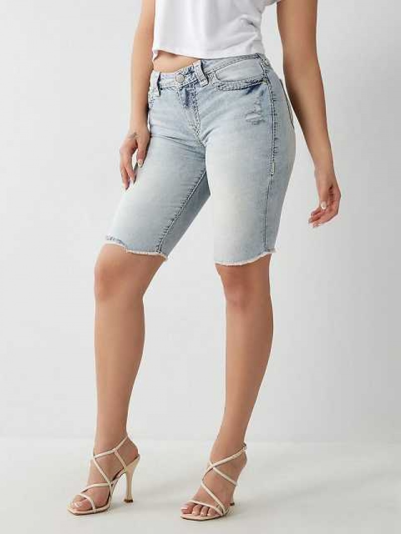 Short True Religion Riley Super T Stitch Knee Mujer Azules Claro | Colombia-FGXTSVJ31