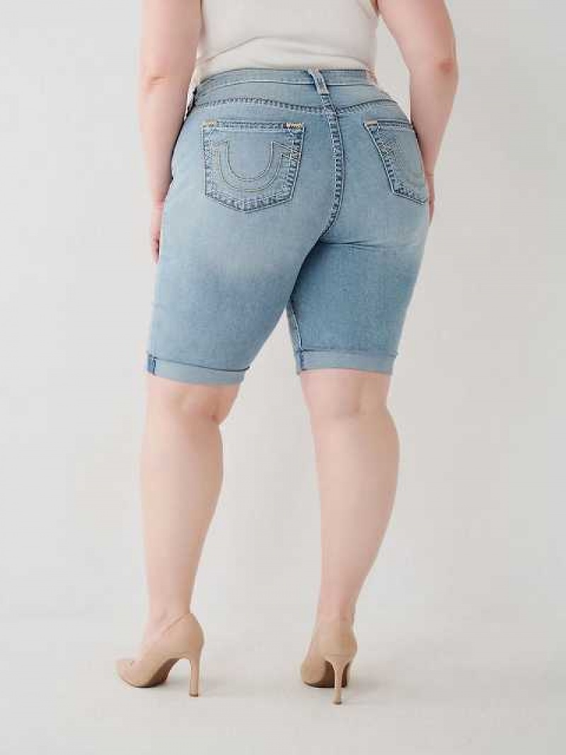 Short True Religion Riley Super T Stitch Knee Mujer Azules | Colombia-ODBIXNR52