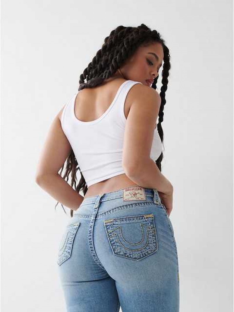 Short True Religion Riley Super T Stitch Knee Mujer Azules | Colombia-ODBIXNR52