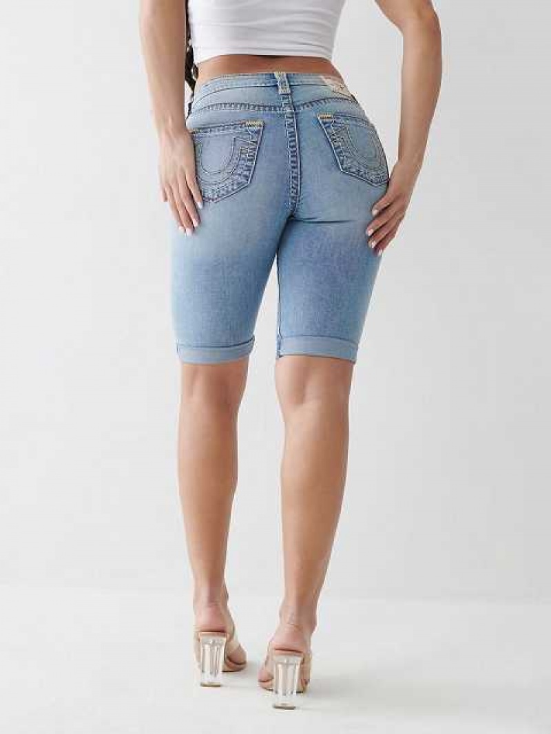 Short True Religion Riley Super T Stitch Knee Mujer Azules | Colombia-ODBIXNR52