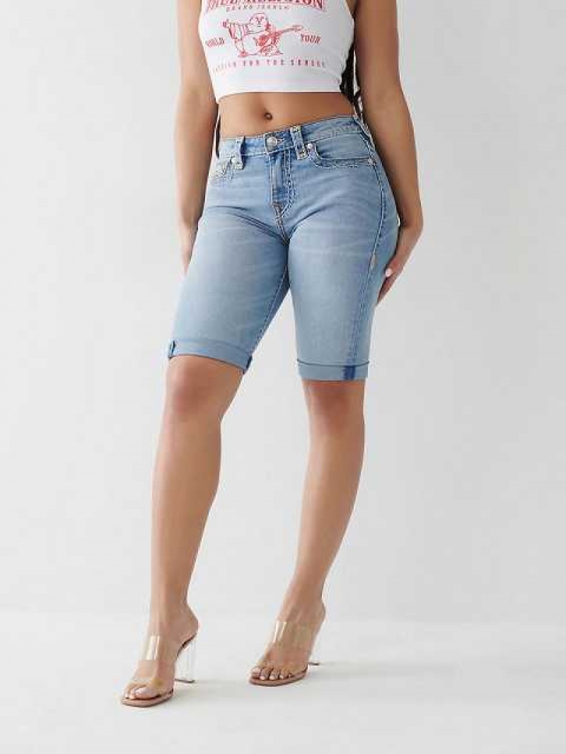 Short True Religion Riley Super T Stitch Knee Mujer Azules | Colombia-ODBIXNR52