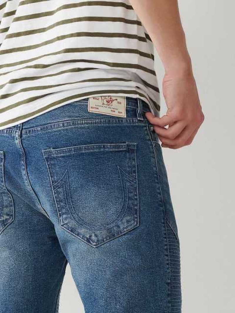 Short True Religion Rocco Moto Hombre Azules | Colombia-LOMXJQV95