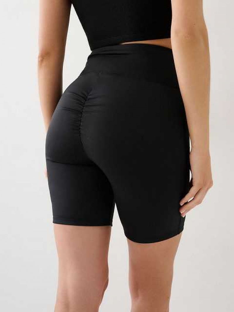 Short True Religion Ruched Encaje Up Ciclismo Mujer Negras | Colombia-GYVFMHU49