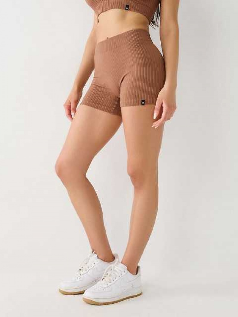 Short True Religion Seamless Bike Mujer Beige | Colombia-UXIOLSG42