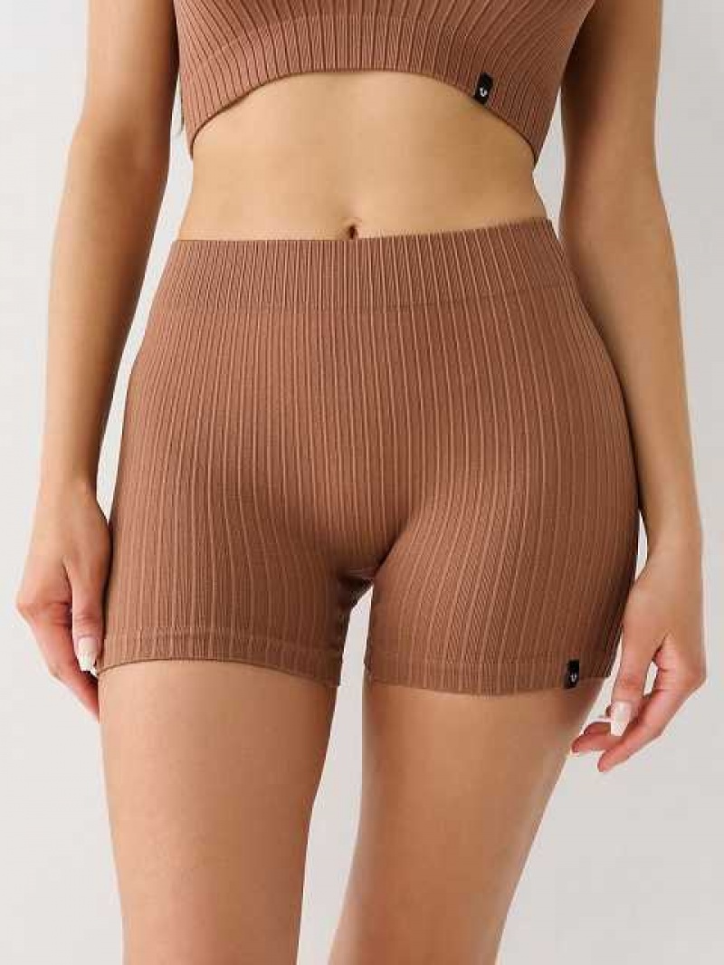 Short True Religion Seamless Bike Mujer Beige | Colombia-UXIOLSG42