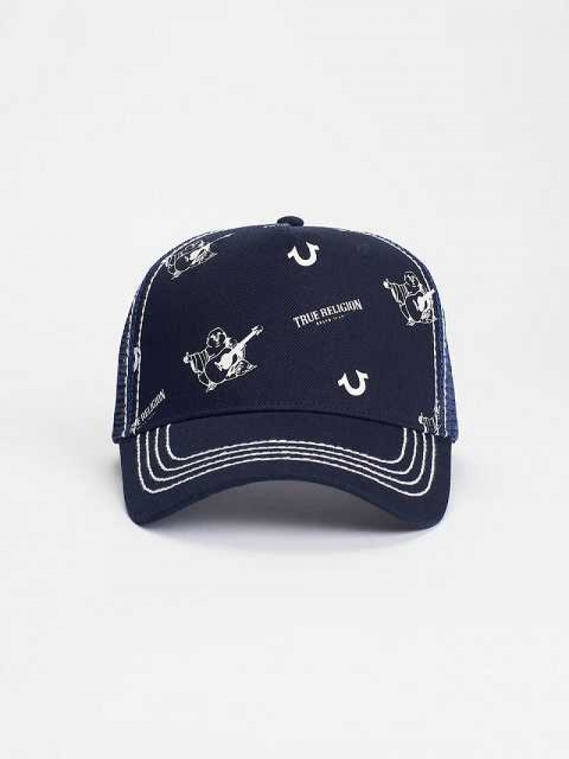 Sombrero True Religion Big T Buddha Trucker Unisex Azul Marino Azules | Colombia-ARUNWDV76