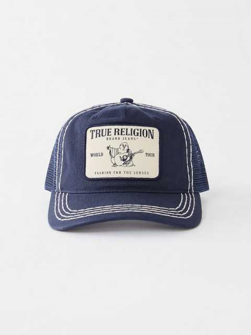 Sombrero True Religion Big T Trucker Unisex Azul Marino | Colombia-JPVYBSF51