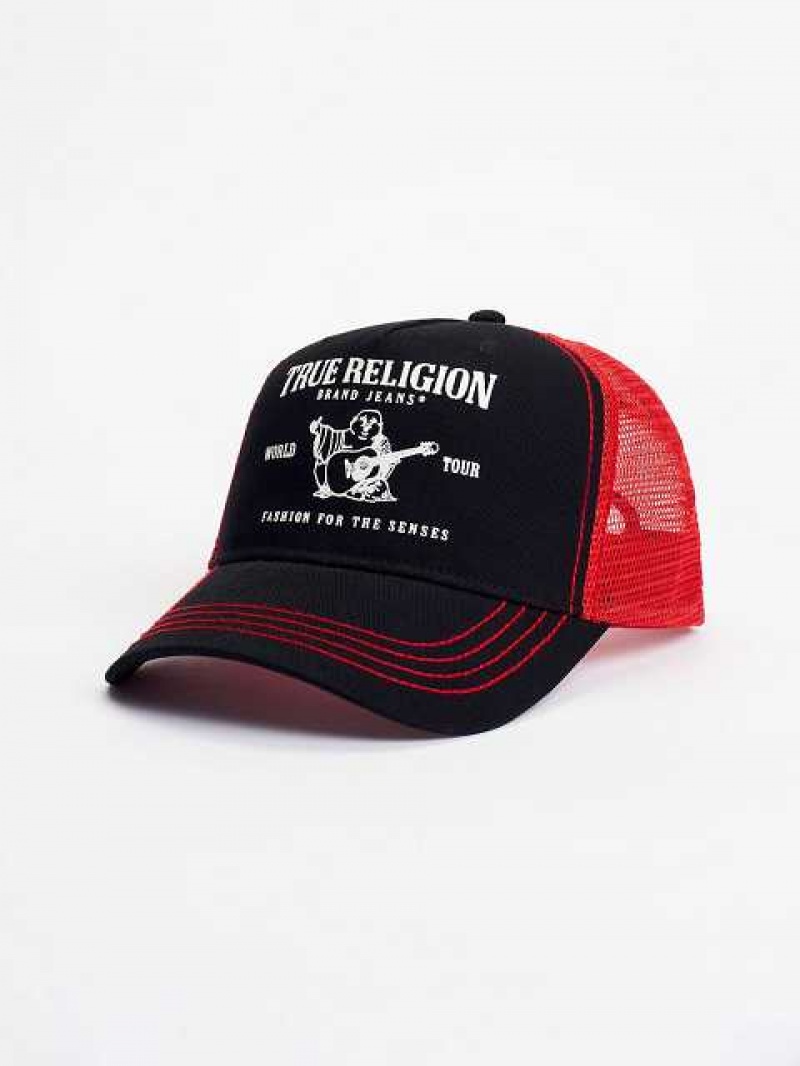 Sombrero True Religion Buddha Trucker Unisex Negras Rojas | Colombia-LQJGRVY28