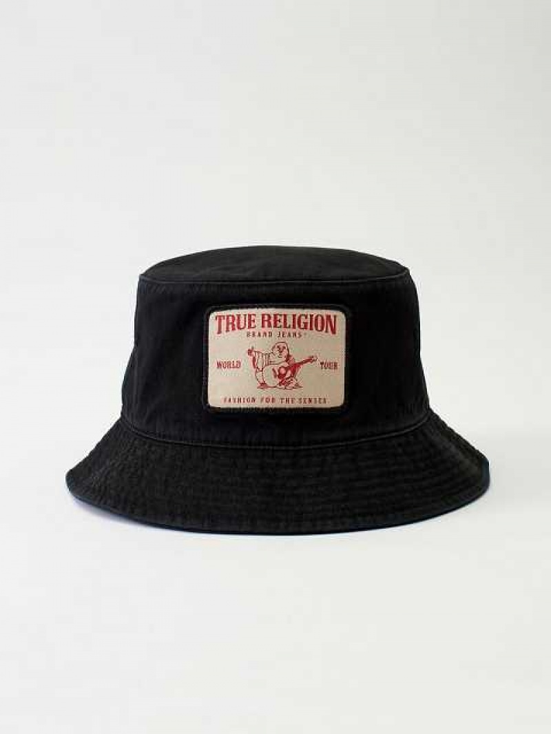 Sombrero True Religion Logo Bucket Unisex Negras | Colombia-DGFRBVJ16