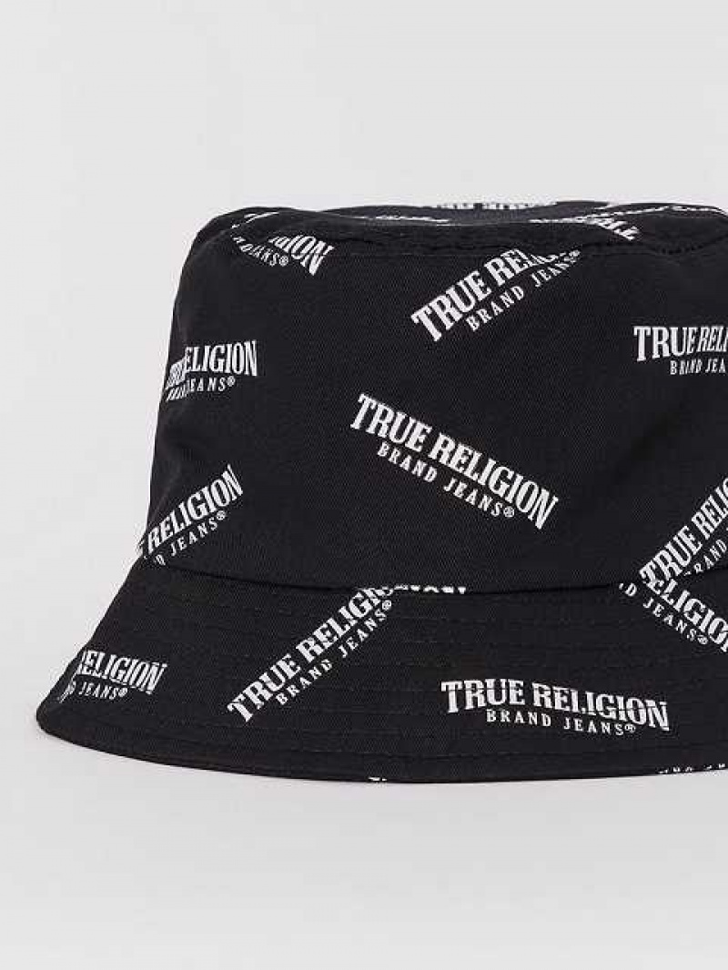 Sombrero True Religion Logo Bucket Unisex Negras | Colombia-XHKCVBG26