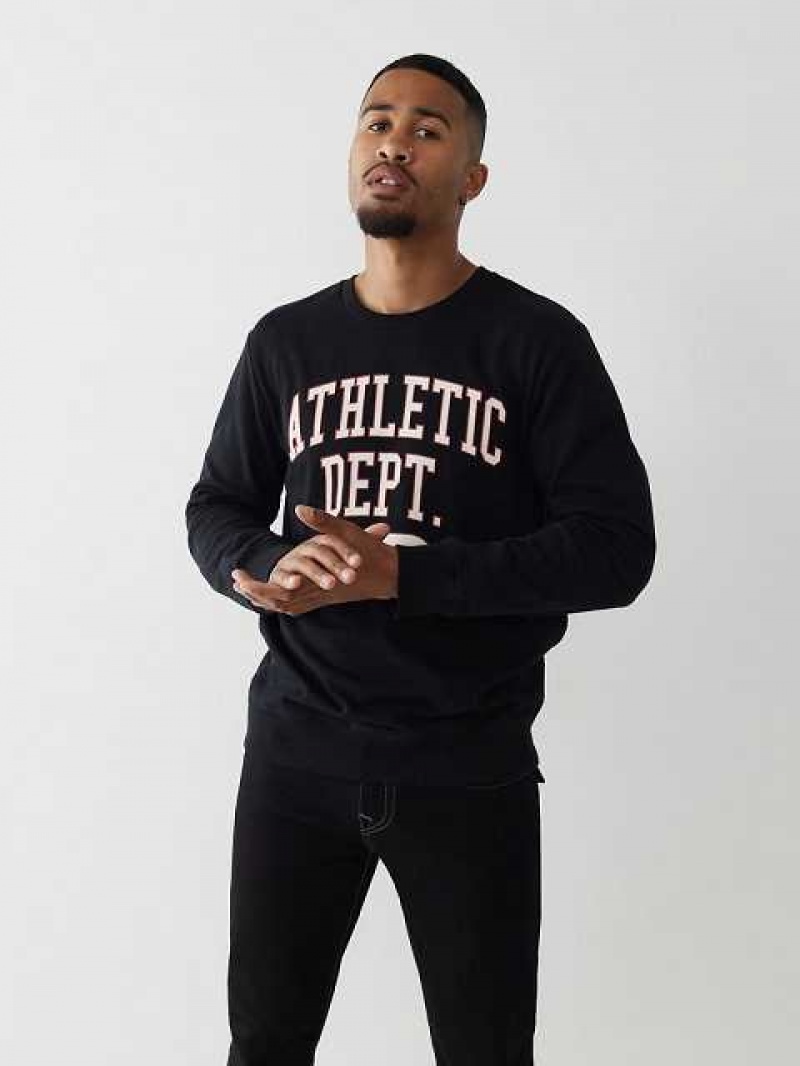 Sudadera True Religion Atléticos Crewneck Hombre Negras | Colombia-FESZCMU90